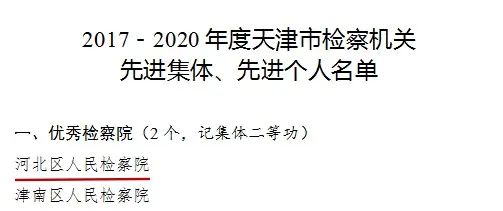 我院获评“天津市优秀检察院” 记集体二等功